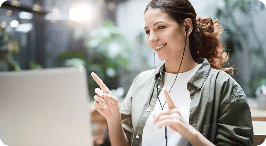 a woman wearing headphones
