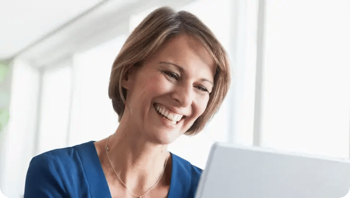 woman holding a tablet